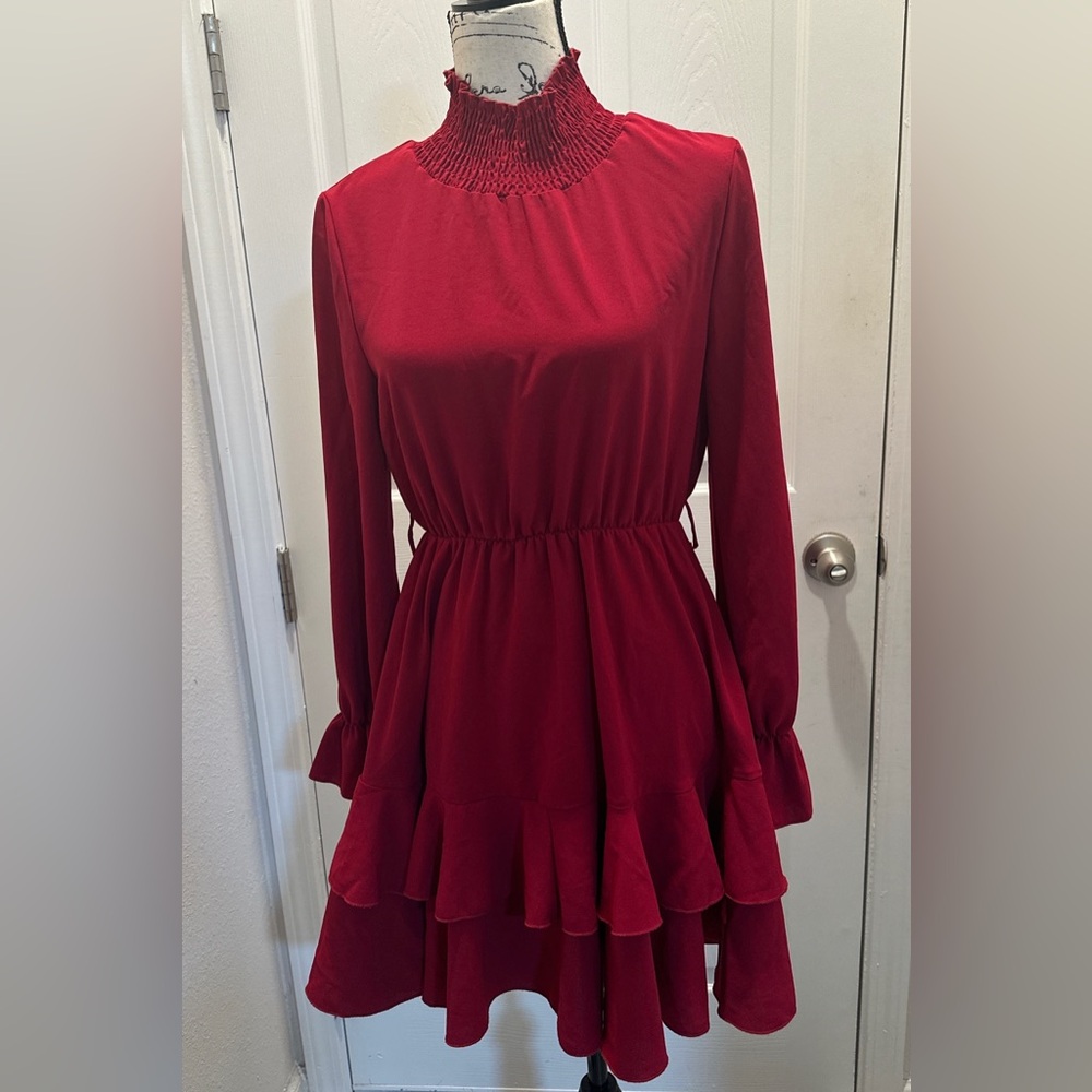 SHEIN Long Sleeve Ruffle Tiered Dress